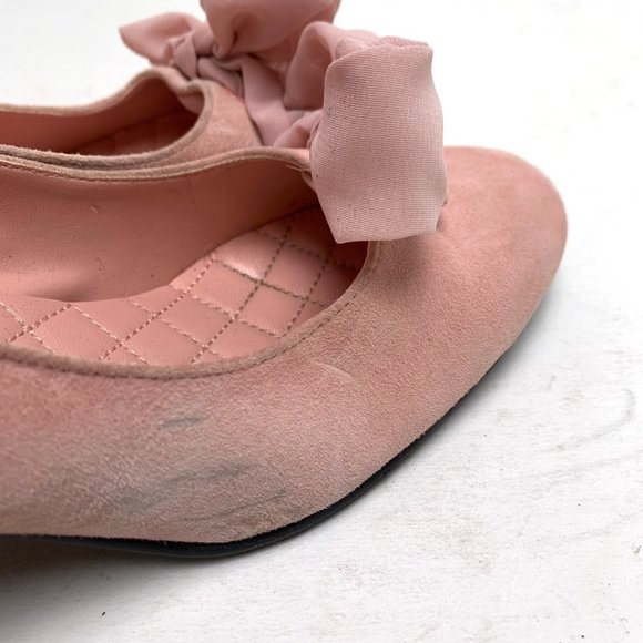 CAMI Genuine Suede Leather Pink Chunky High Heels Pumps Block Bow Round Toe sz 6 - Picture 4 of 16